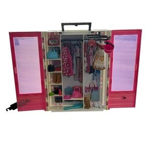 Mattel Barbie Handheld Closet Carrying Case Portable w/Hangers Clothes Shoes Etc
